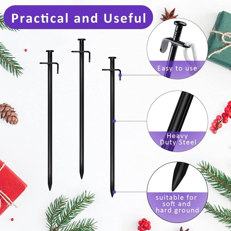 FCENDS Heavy Duty Steel Tree Stake Kits,Tree Staking and Supports Kits for Young Trees Against Bad Weather, Include 3 PCS Tree Straps for Staking, 3 PCS 11.8 Inch Tree Stakes and 31.2 Feet Rope for Anchoring - Image 5